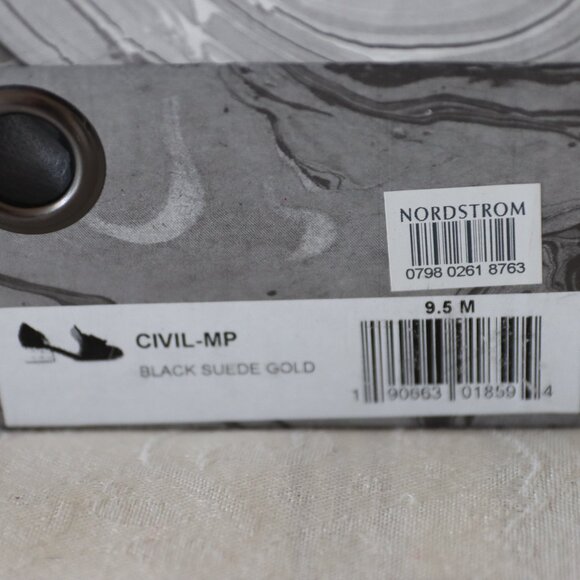 Jeffery Campbell Civil MP Black Suede Gold Pearl Size 9.5 - Picture 13 of 13